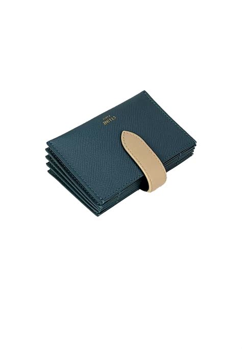 Bicolour Accordeon card holder in grained calfskin 